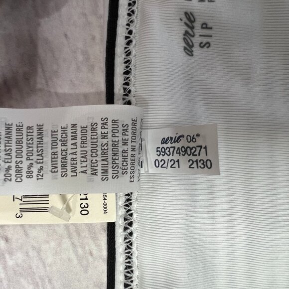 NEW Aerie Classic Bikini Bottom Size S Black White Stripe Swim Brief Suit NWT - Picture 4 of 6